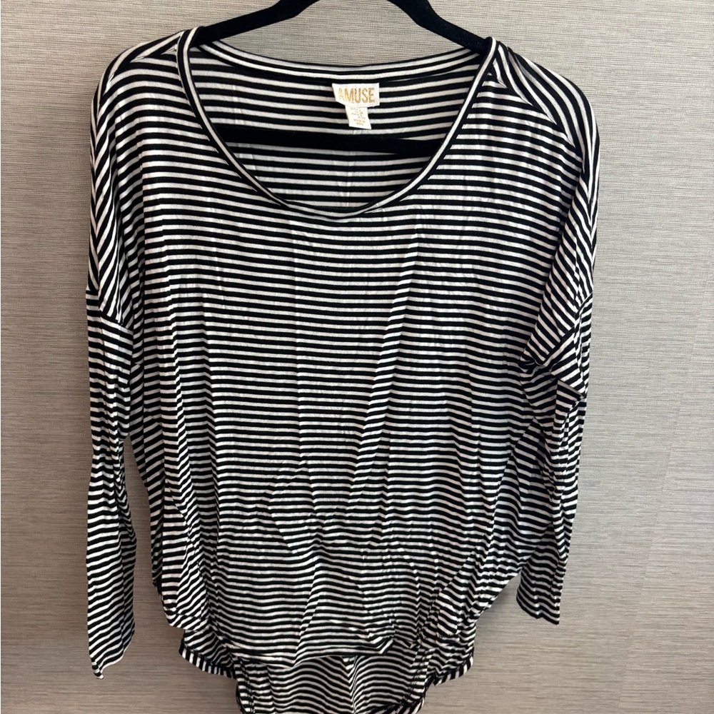 Amuse Striped Long Sleeve Top